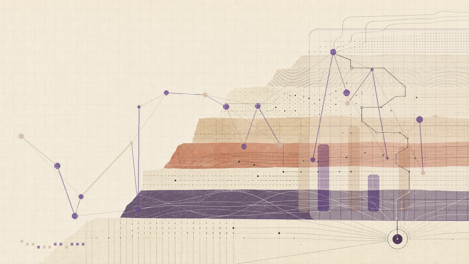 Claude Cowork: the desktop agent that isn't for coders: warm clay layers and branching decision routes.