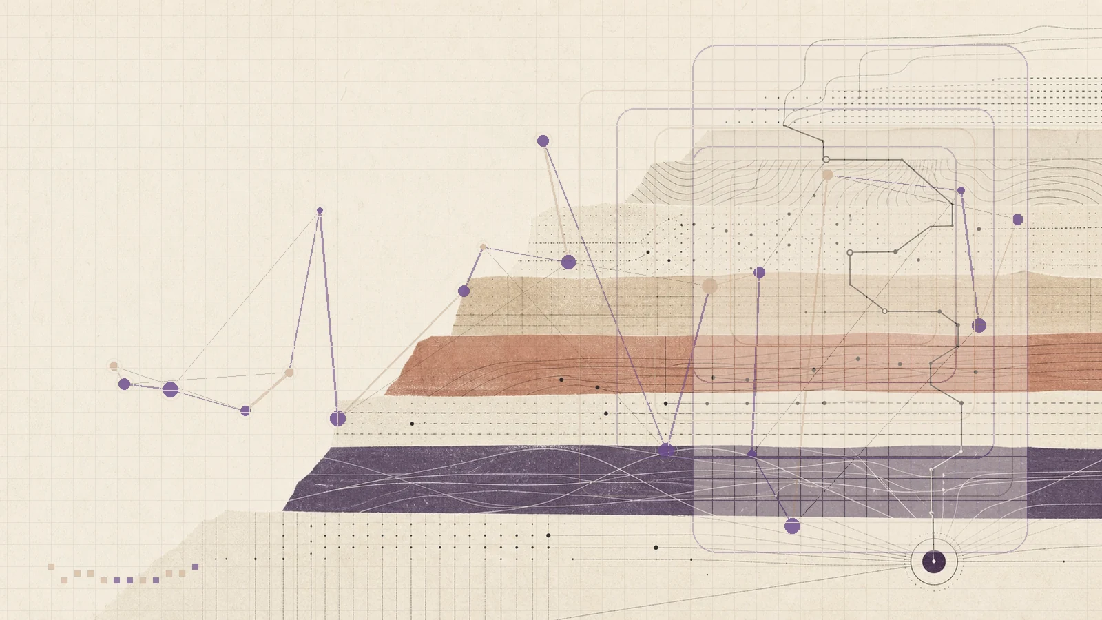 Claude Opus 4.8, reviewed: warm clay layers and branching decision routes.