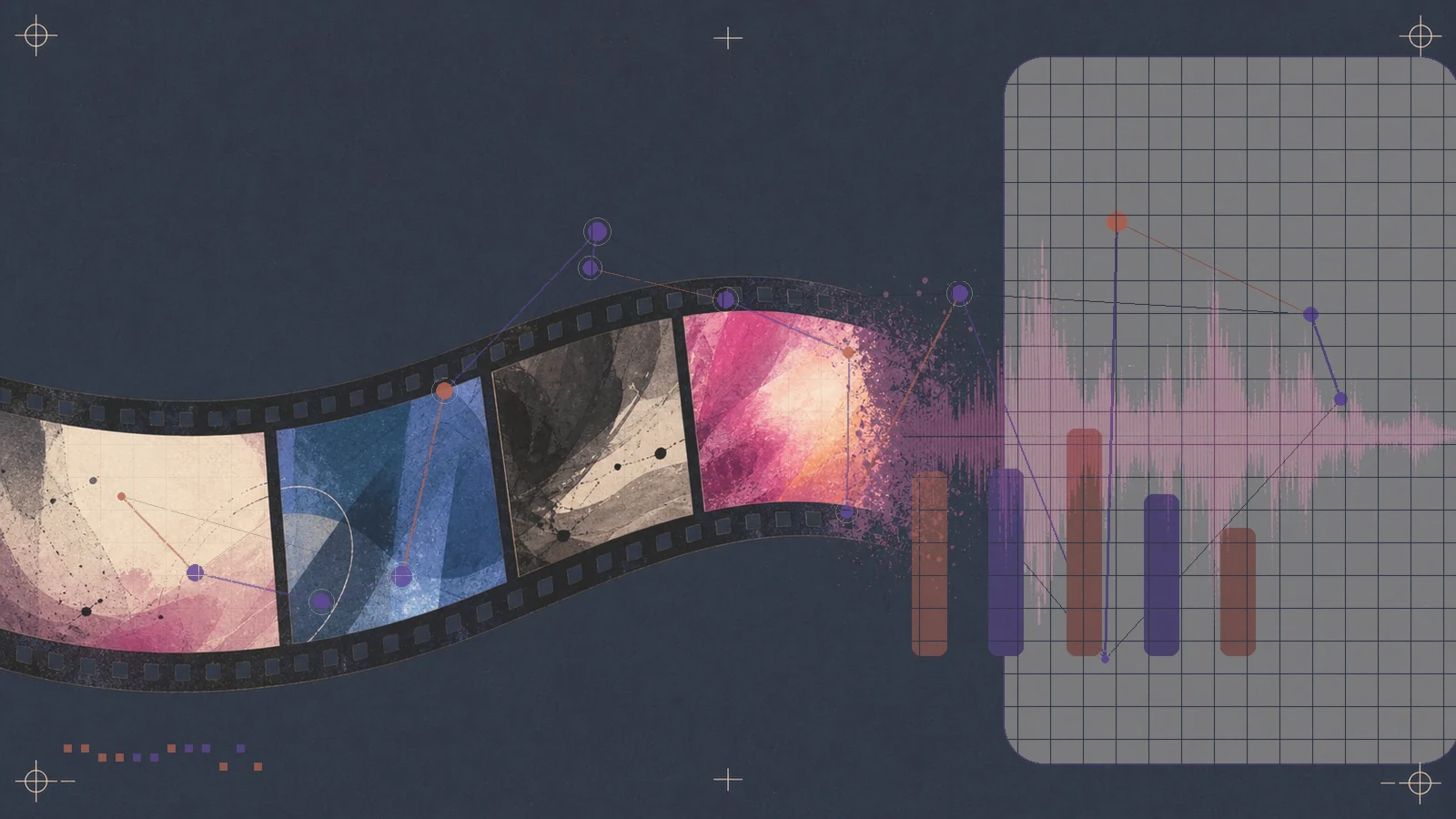 Multimodal model selection guide: waveform bands and frame sequences.
